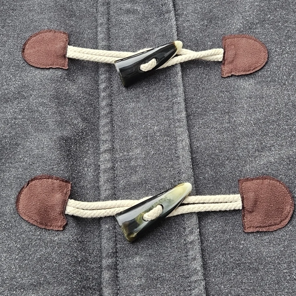 Boden Duffle Coat Gray Cotton Blend Zip & Toggle Hooded Long Peacoat Size 4